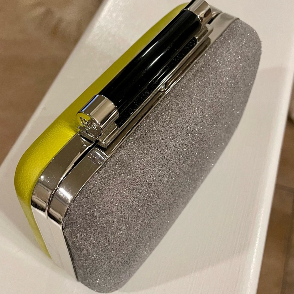 - DVF charming leather & sparkle minaudiere clutch/handbag w/ removable chain